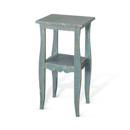 Benjara Zela Small Side End Table with Lower Shelf And Curved Legs, Sea Grass Green, 11x14 Top