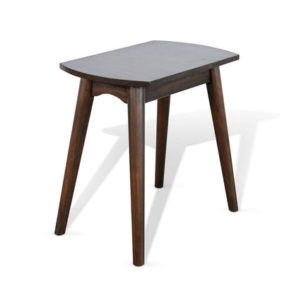 Benjara Neva Chairside Table, 24 Inch Rectangular Top, Angled Legs, Dark Brown