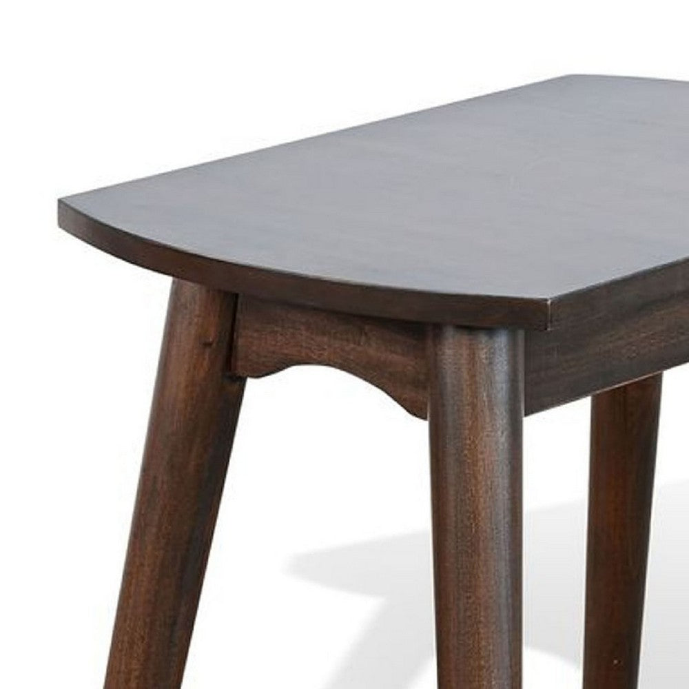 Benjara Neva Chairside Table, 24 Inch Rectangular Top, Angled Legs, Dark Brown