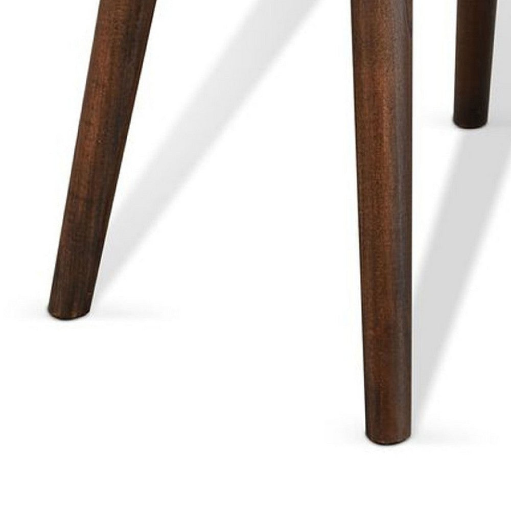 Benjara Neva Chairside Table, 24 Inch Rectangular Top, Angled Legs, Dark Brown