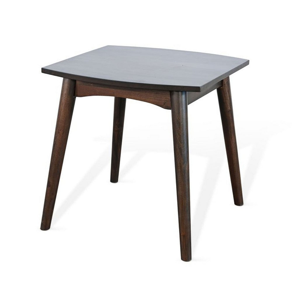 Benjara Neva Side End Table, 24 Inch Square Top with Angled Legs, Dark Brown