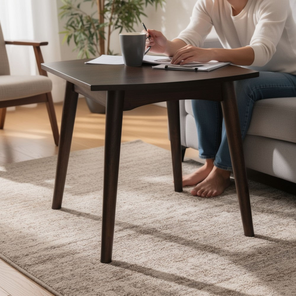 Benjara Neva Side End Table, 24 Inch Square Top with Angled Legs, Dark Brown