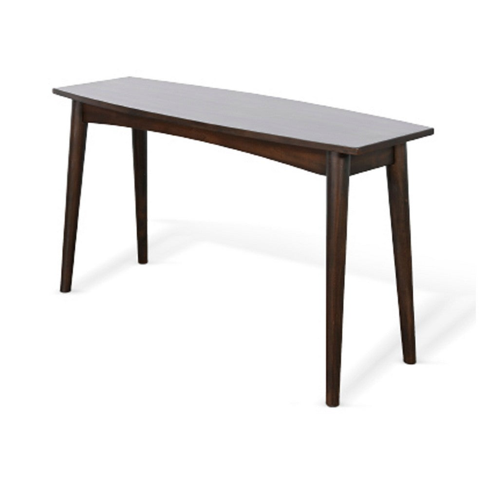 Benjara Neva Sofa Console Table, 48 Inch Rectangular, Angled Legs, Dark Brown