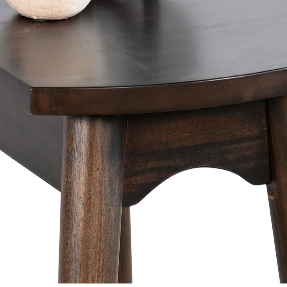 Benjara Neva Sofa Console Table, 48 Inch Rectangular, Angled Legs, Dark Brown