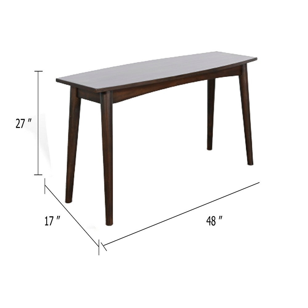 Benjara Neva Sofa Console Table, 48 Inch Rectangular, Angled Legs, Dark Brown