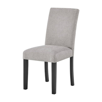 Benjara Figu Set of 4 Dining Chair, Brown-Gray Fabric Seating, Black Wood Legs