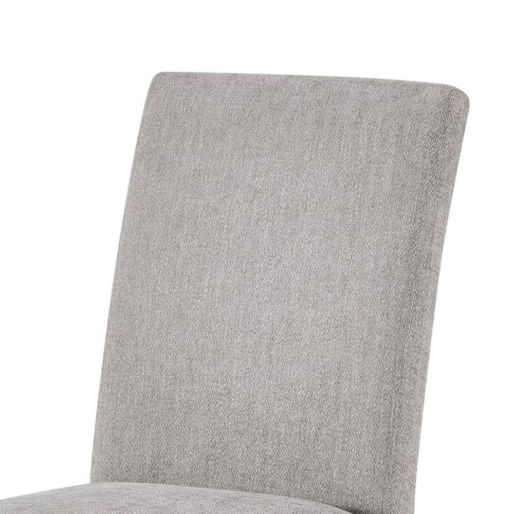 Benjara Figu Set of 4 Dining Chair, Brown-Gray Fabric Seating, Black Wood Legs