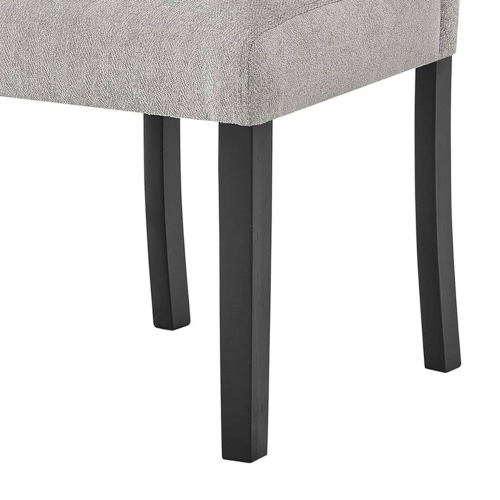 Benjara Figu Set of 4 Dining Chair, Brown-Gray Fabric Seating, Black Wood Legs