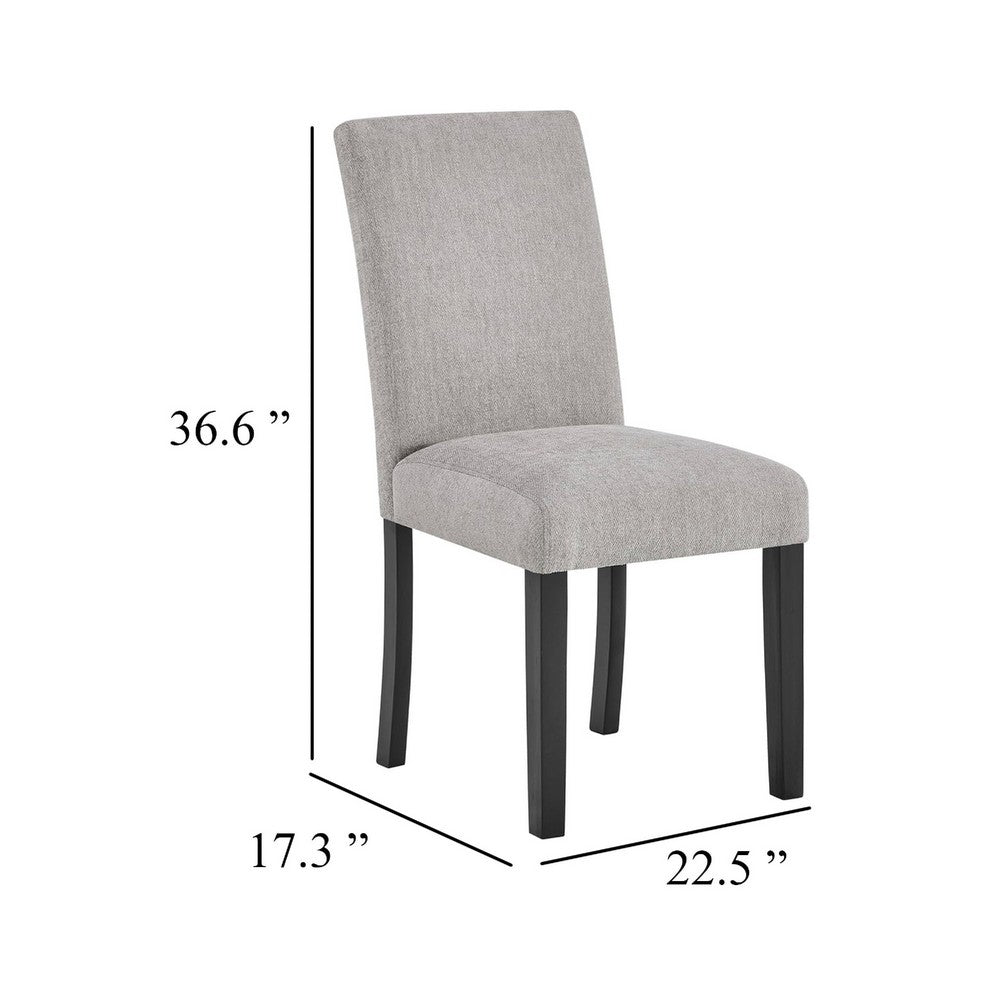 Benjara Figu Set of 4 Dining Chair, Brown-Gray Fabric Seating, Black Wood Legs