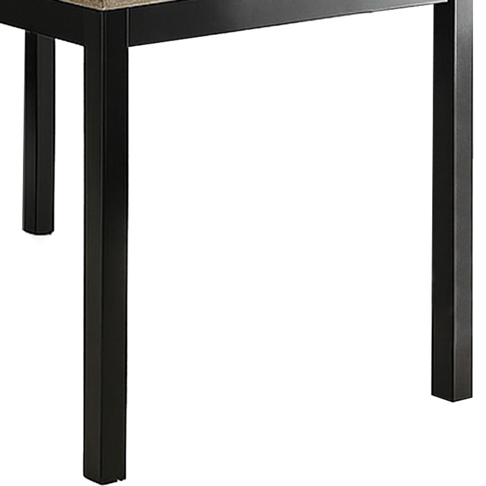 Benjara Figu Dining Table, Rectangular 48 Inch Sleek Brown Top, Black Wood Legs