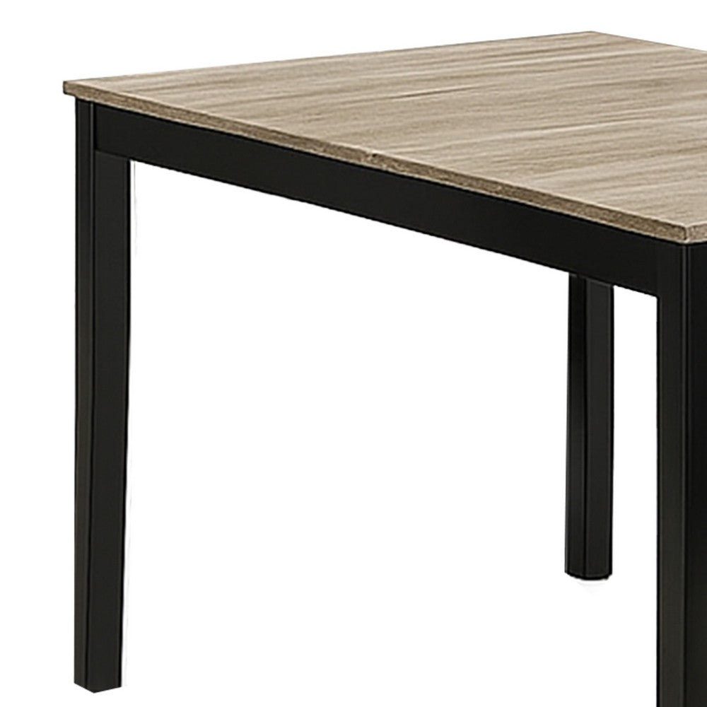 Benjara Figu Dining Table, Rectangular 48 Inch Sleek Brown Top, Black Wood Legs
