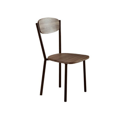 Benjara Jiho 5pc Dining Table And 4 Chairs Set, Graywash, Black Metal Base
