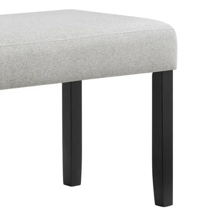 Benjara Riac Dining Bench, 41 Inch Dove Gray Fabric Seat, Black Wood Legs