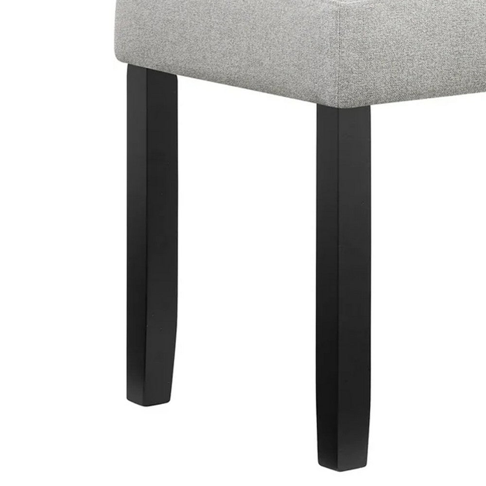 Benjara Riac Dining Bench, 41 Inch Dove Gray Fabric Seat, Black Wood Legs