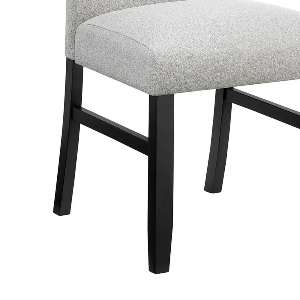 Benjara Riac Set of 2 Side Dining Chairs, Black Wood, Dove Gray Fabric Seat