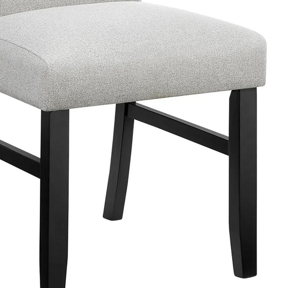 Benjara Riac Set of 2 Side Dining Chairs, Black Wood, Dove Gray Fabric Seat