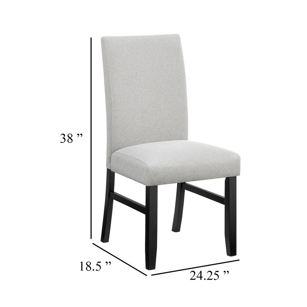 Benjara Riac Set of 2 Side Dining Chairs, Black Wood, Dove Gray Fabric Seat