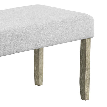 Benjara Koji Dining Bench, Gray Fabric Padded Seat, Brown Wood Frame, 42 Inch