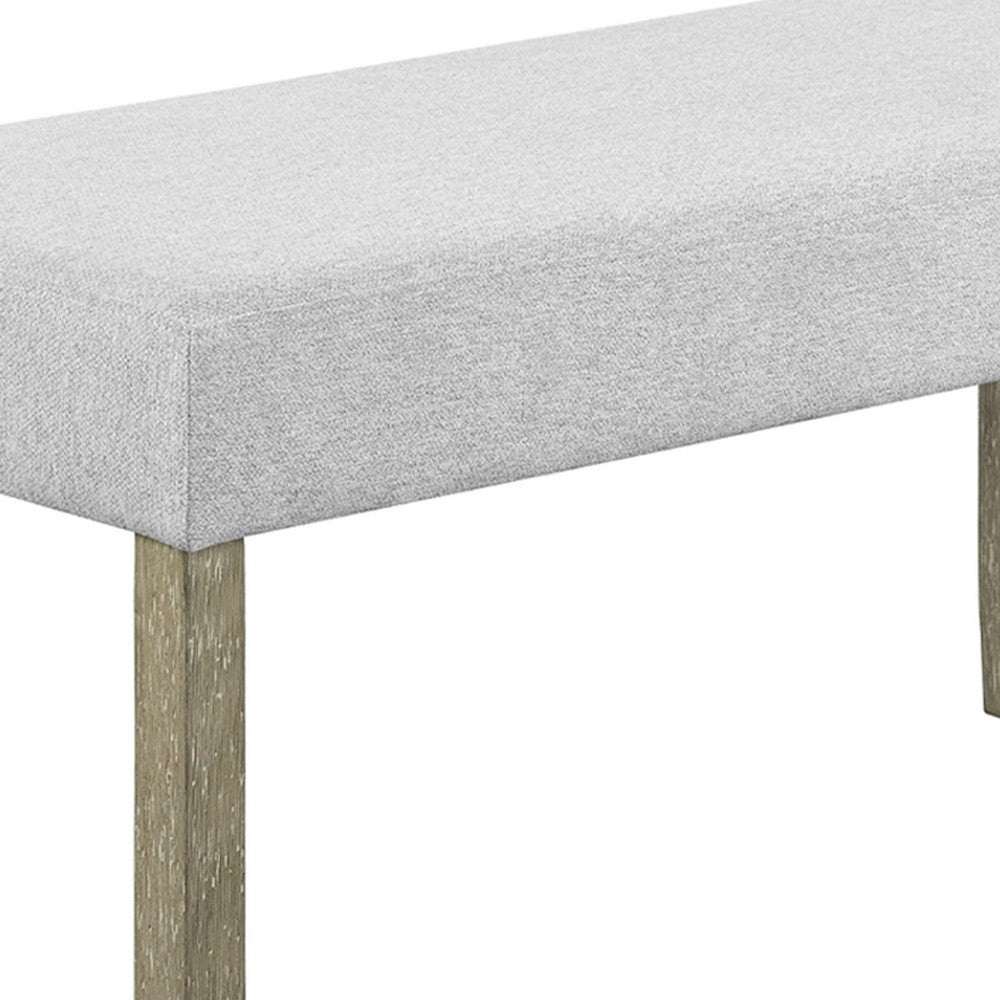 Benjara Koji Dining Bench, Gray Fabric Padded Seat, Brown Wood Frame, 42 Inch