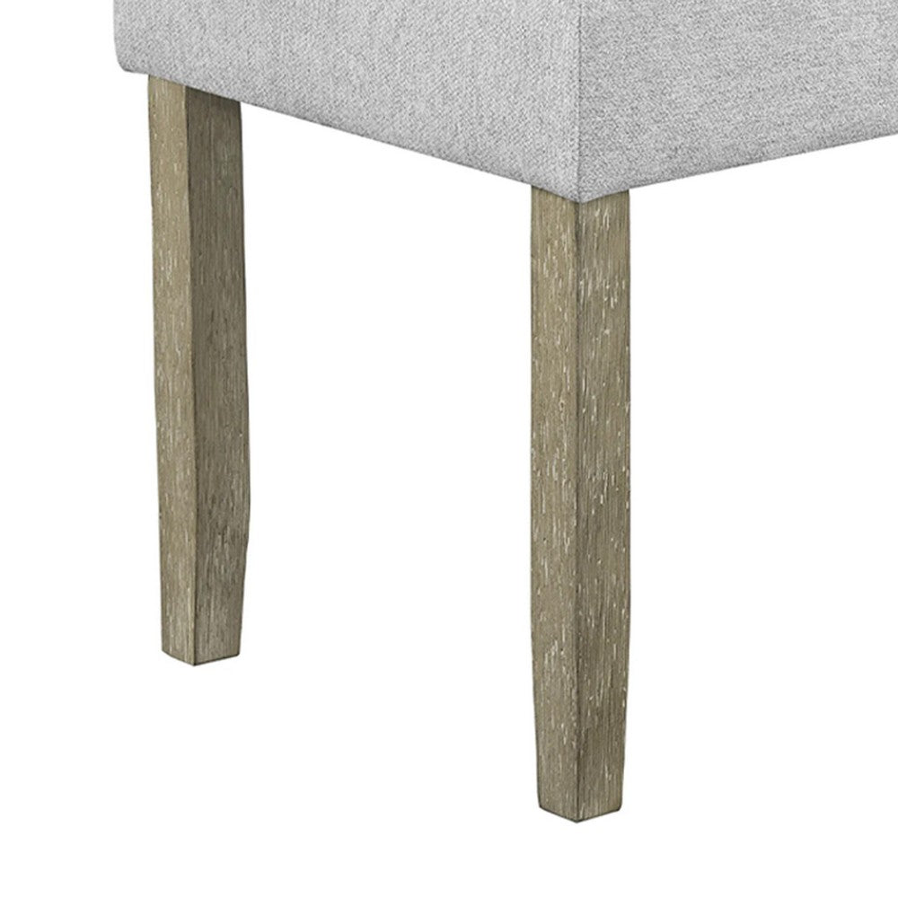 Benjara Koji Dining Bench, Gray Fabric Padded Seat, Brown Wood Frame, 42 Inch