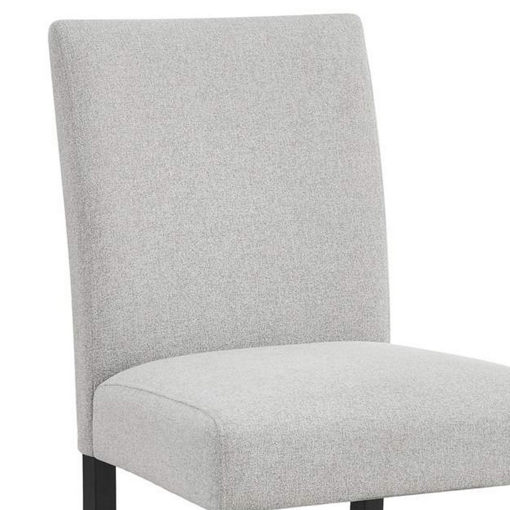 Benjara Riac Set of 2 Counter Height Chairs, Black Wood, Dove Gray Fabric Seat