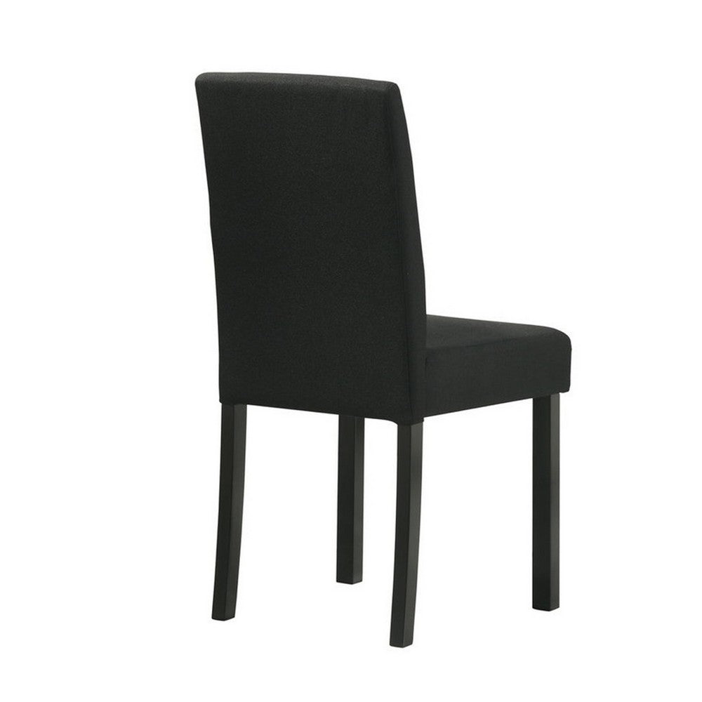 Benjara Syon Dining Chair Set of 4, Black Wood Frame, Fabric Seat And Backrest