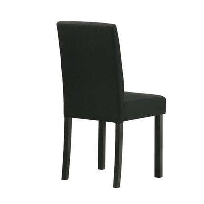 Benjara Syon Dining Chair Set of 4, Black Wood Frame, Fabric Seat And Backrest