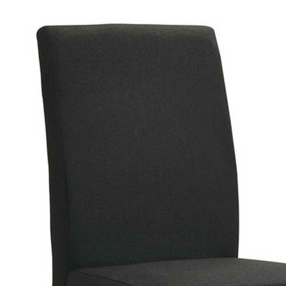 Benjara Syon Dining Chair Set of 4, Black Wood Frame, Fabric Seat And Backrest