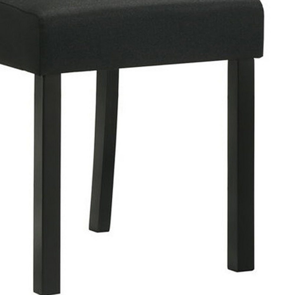 Benjara Syon Dining Chair Set of 4, Black Wood Frame, Fabric Seat And Backrest