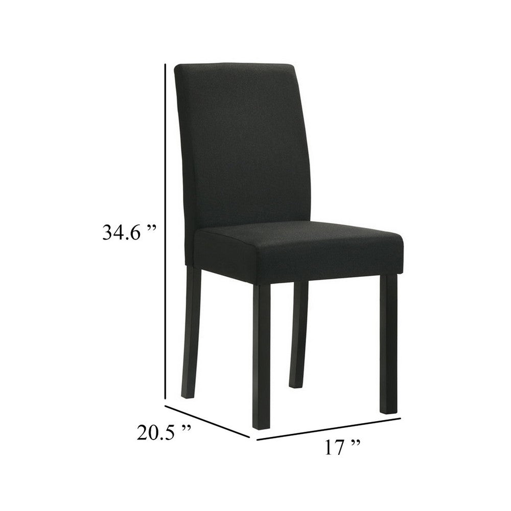 Benjara Syon Dining Chair Set of 4, Black Wood Frame, Fabric Seat And Backrest