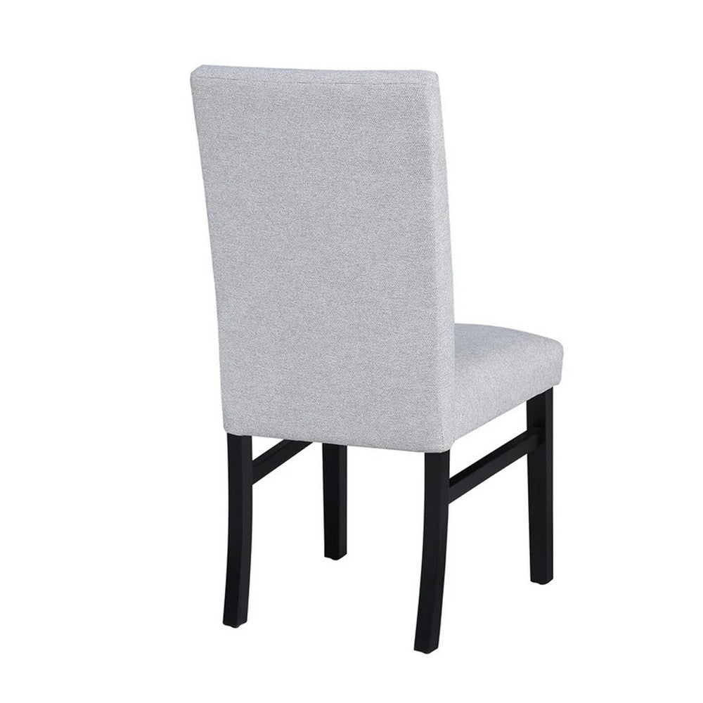 Benjara Ticy Dining Chair Set of 2, Dove Gray Padded Seat, Black Wood Legs