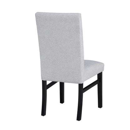Benjara Ticy Dining Chair Set of 2, Dove Gray Padded Seat, Black Wood Legs