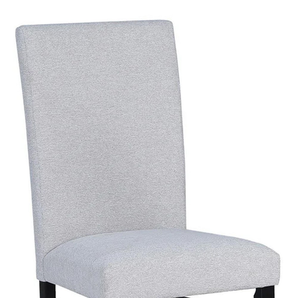 Benjara Ticy Dining Chair Set of 2, Dove Gray Padded Seat, Black Wood Legs