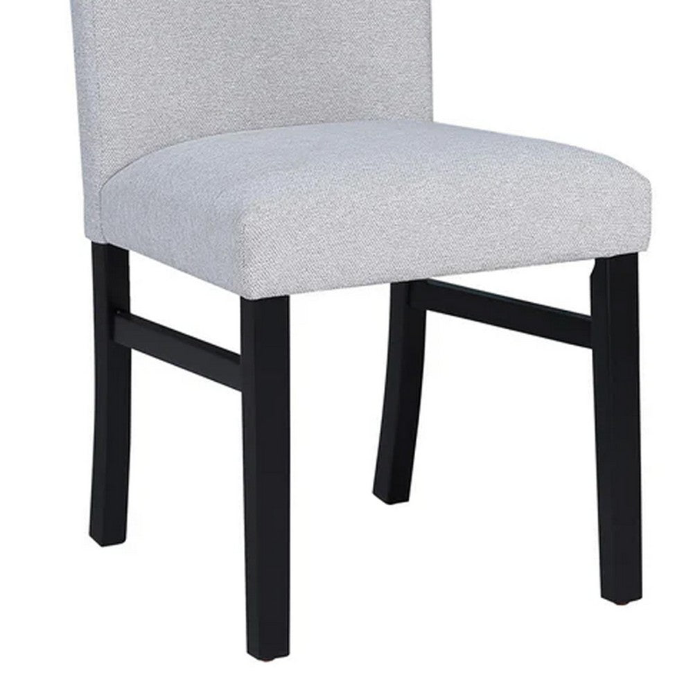 Benjara Ticy Dining Chair Set of 2, Dove Gray Padded Seat, Black Wood Legs
