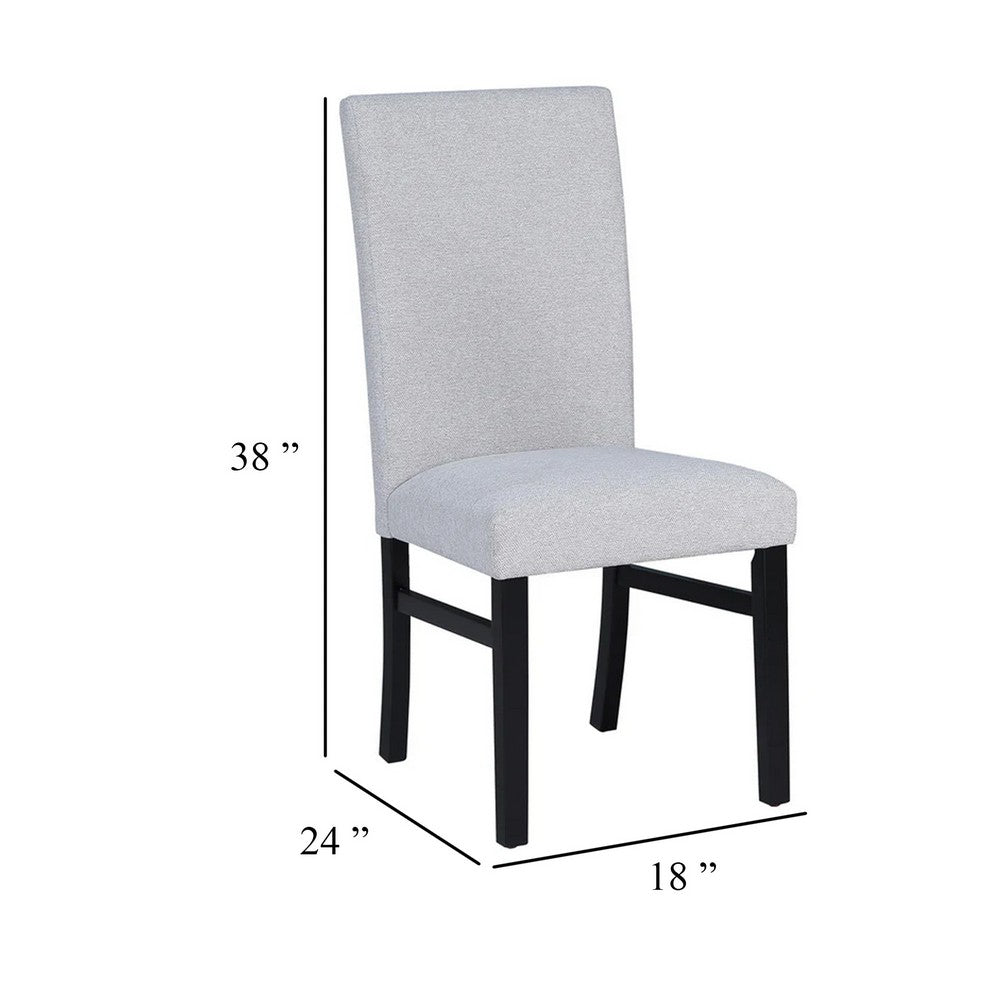 Benjara Ticy Dining Chair Set of 2, Dove Gray Padded Seat, Black Wood Legs