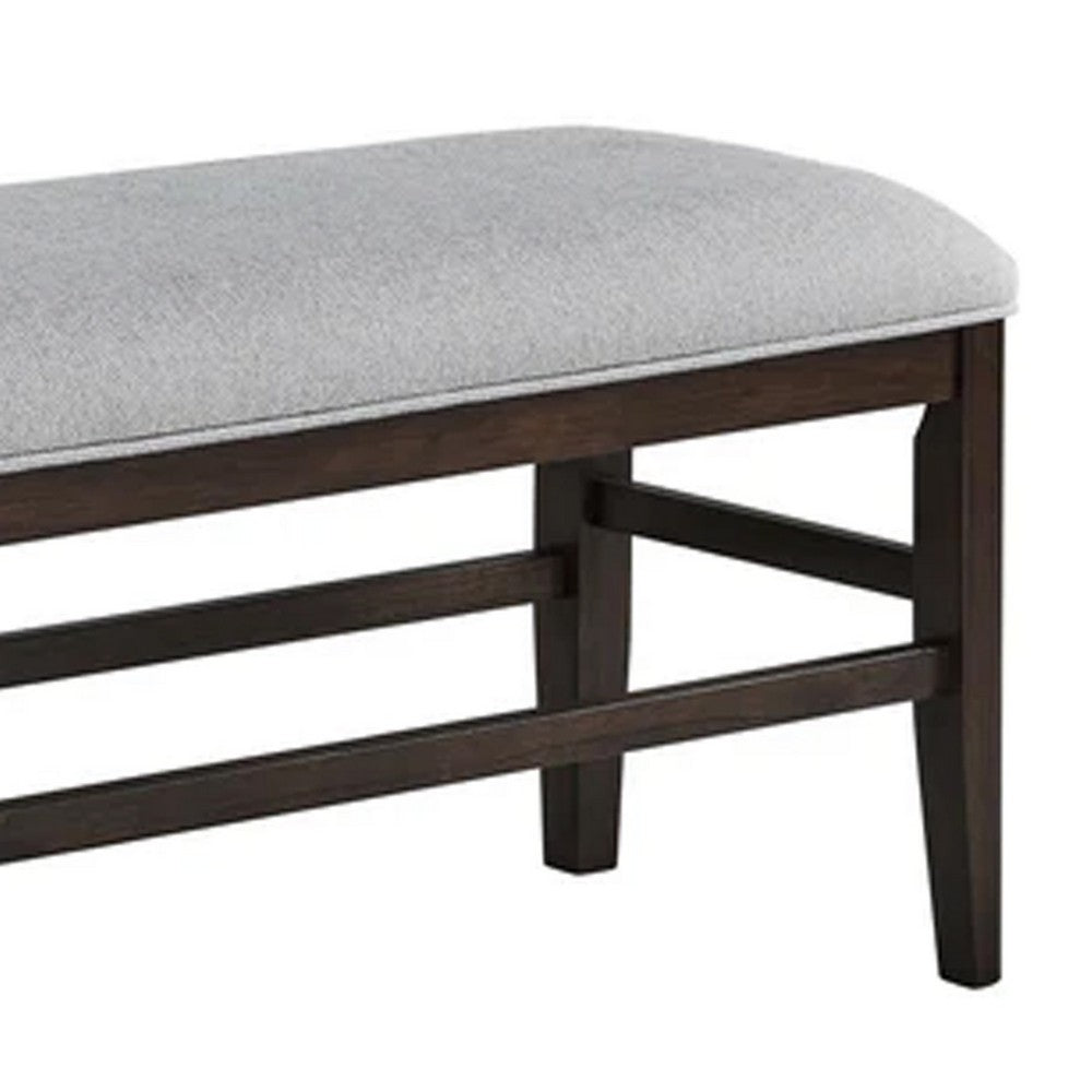 Benjara Hiun Dining Bench, Dove Gray Padded Seat, Oak Brown Wood, 50 Inch