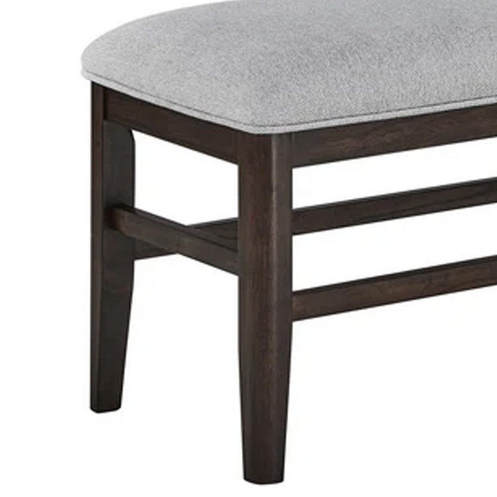 Benjara Hiun Dining Bench, Dove Gray Padded Seat, Oak Brown Wood, 50 Inch