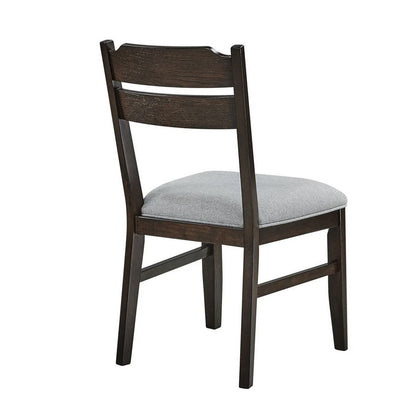 Benjara Hiun Dining Chair Set of 2, Dove Gray Seat, Oak Brown Wood Frame