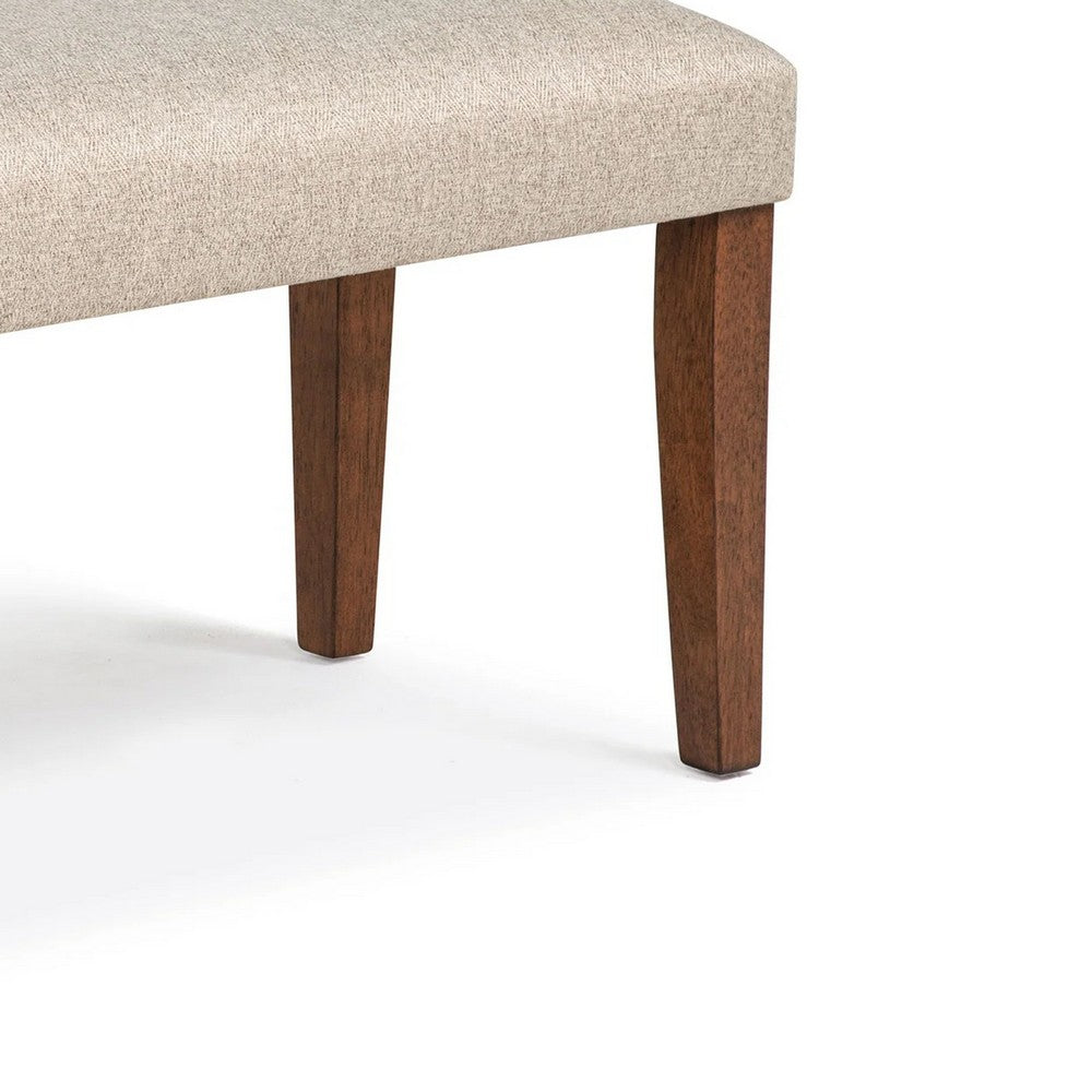 Benjara Goko Dining Bench, Earthy Yellow Fabric Seat, Brown Wood Legs, 42 Inch