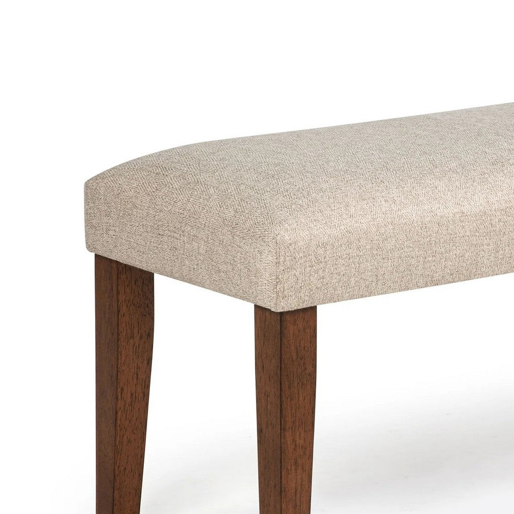 Benjara Goko Dining Bench, Earthy Yellow Fabric Seat, Brown Wood Legs, 42 Inch