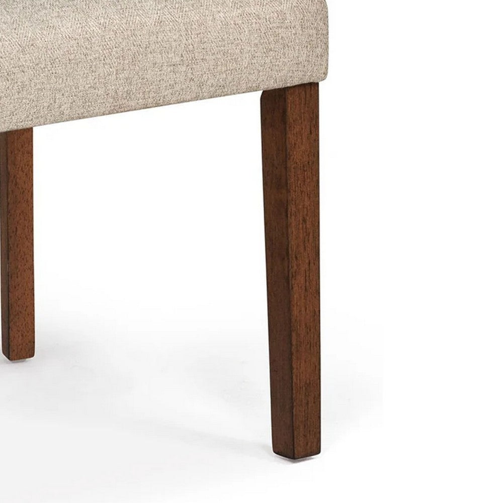 Benjara Goko Dining Chair Set of 2, Earthy Yellow Tufted Backrest, Brown Wood