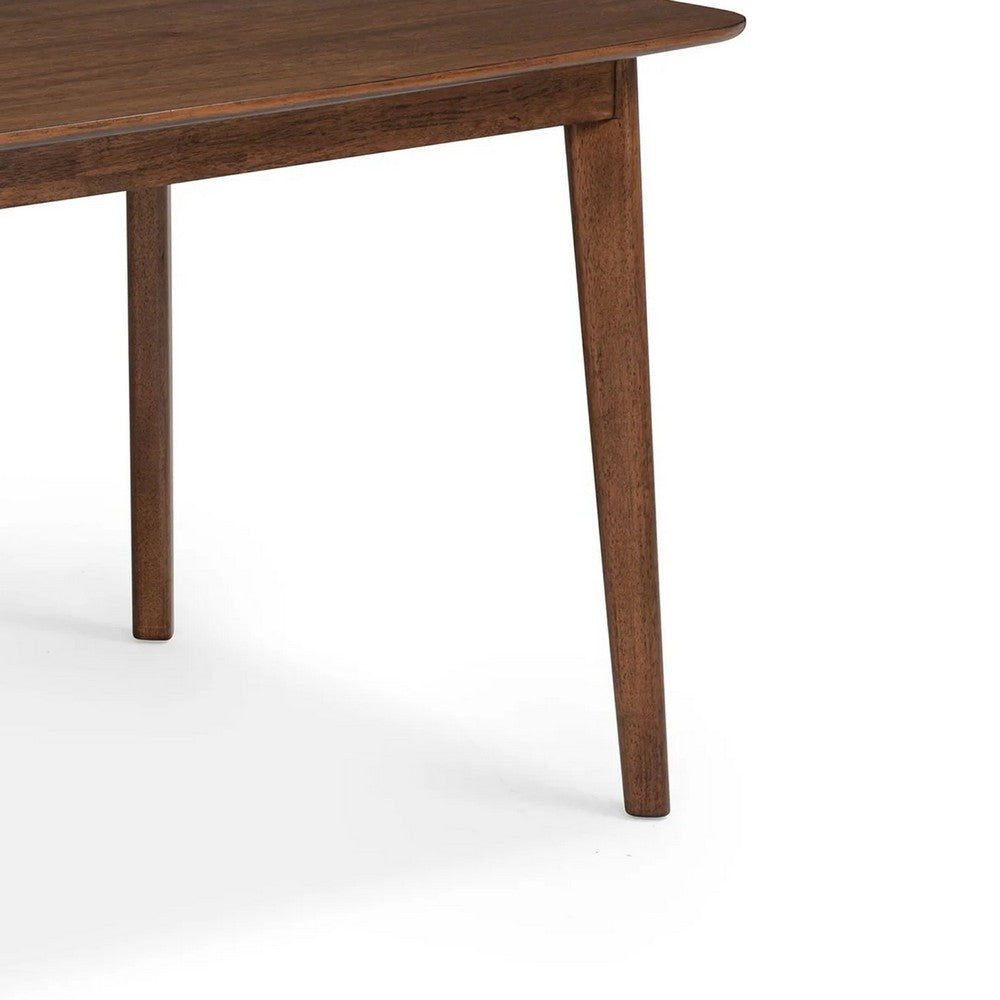 Benjara Goko Dining Table, 59 Inch Brown Wood Top, Round Tapered Legs