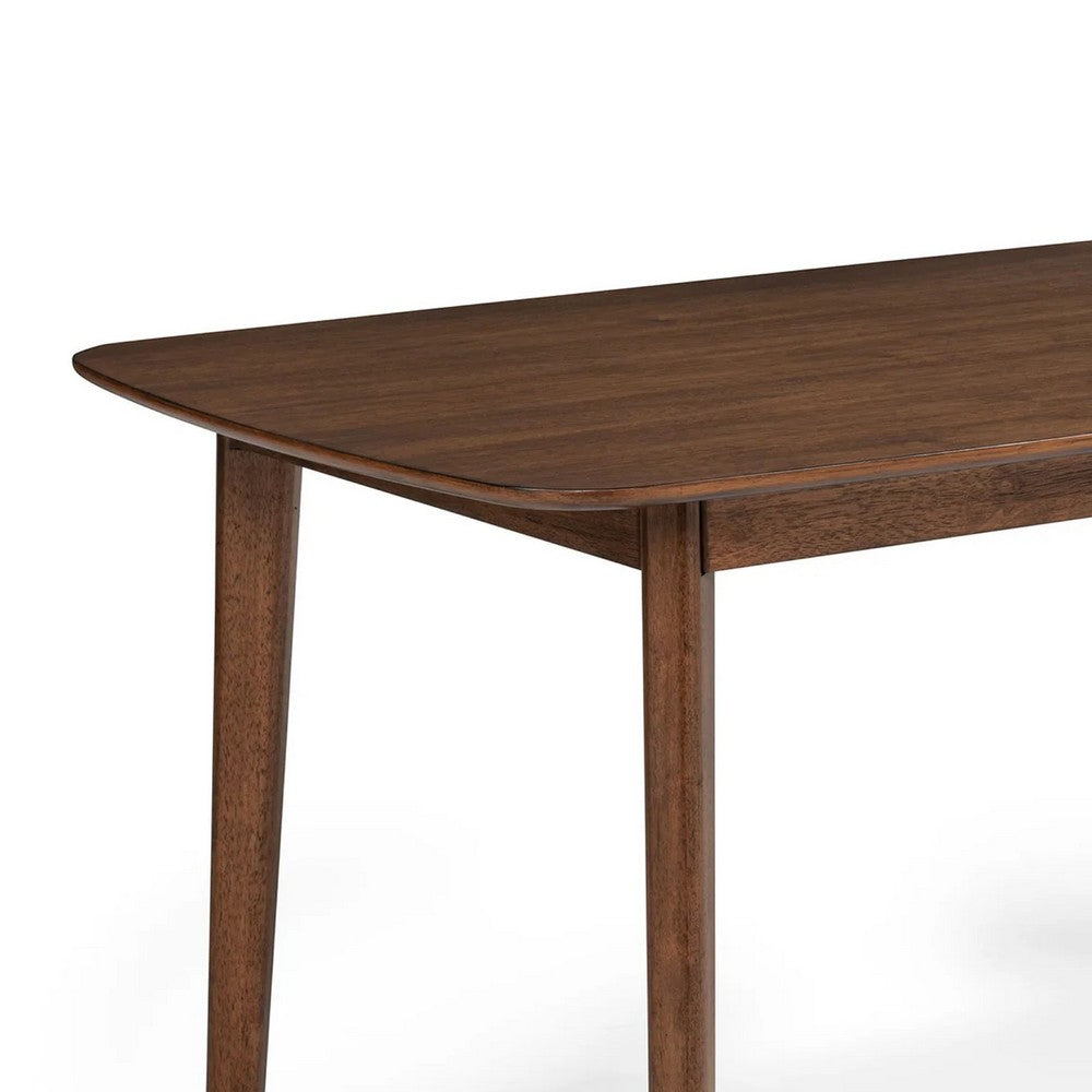 Benjara Goko Dining Table, 59 Inch Brown Wood Top, Round Tapered Legs