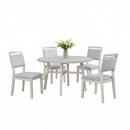 Benjara Bovo Dining Chair Set of 2, Dove Gray, Driftwood White Wood