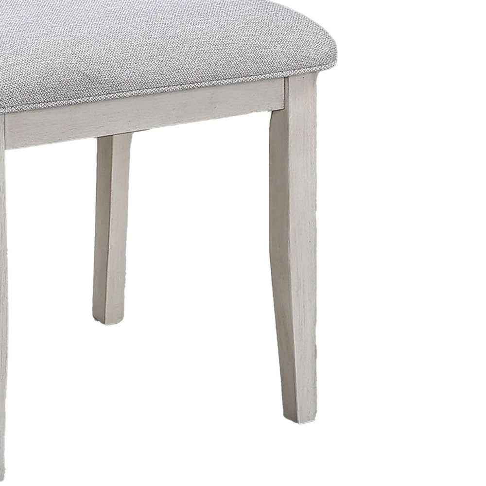 Benjara Bovo Dining Chair Set of 2, Dove Gray, Driftwood White Wood