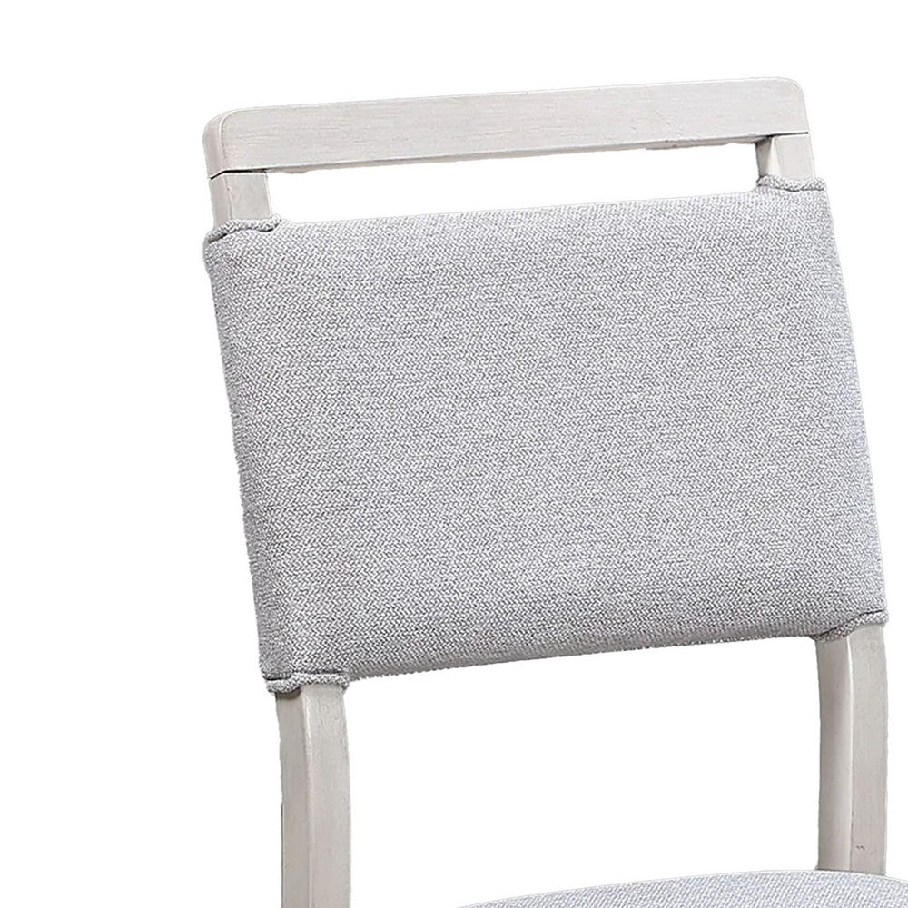 Benjara Bovo Dining Chair Set of 2, Dove Gray, Driftwood White Wood