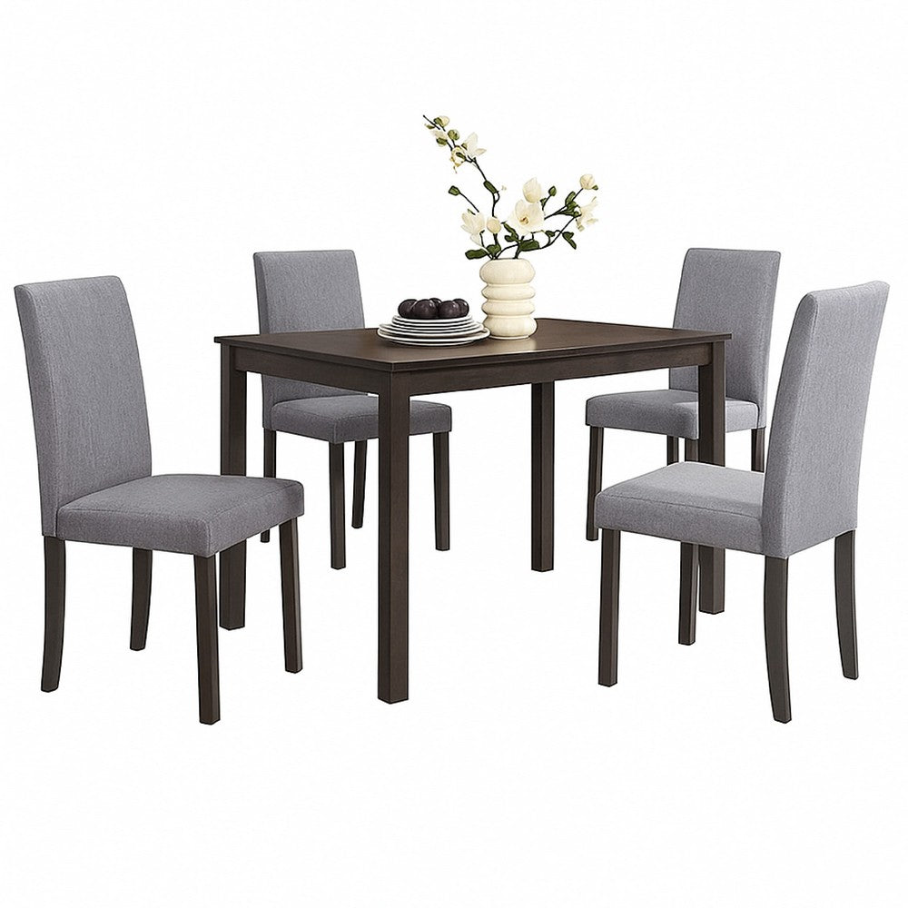 Benjara Muly Dining Table, 43 Inch Rectangular Top, Gray-Brown Wood Legs