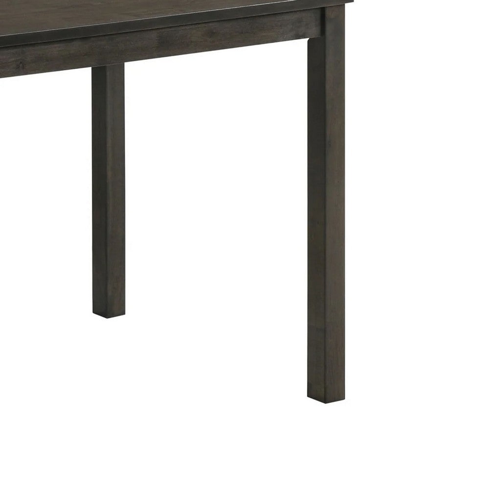 Benjara Muly Dining Table, 43 Inch Rectangular Top, Gray-Brown Wood Legs