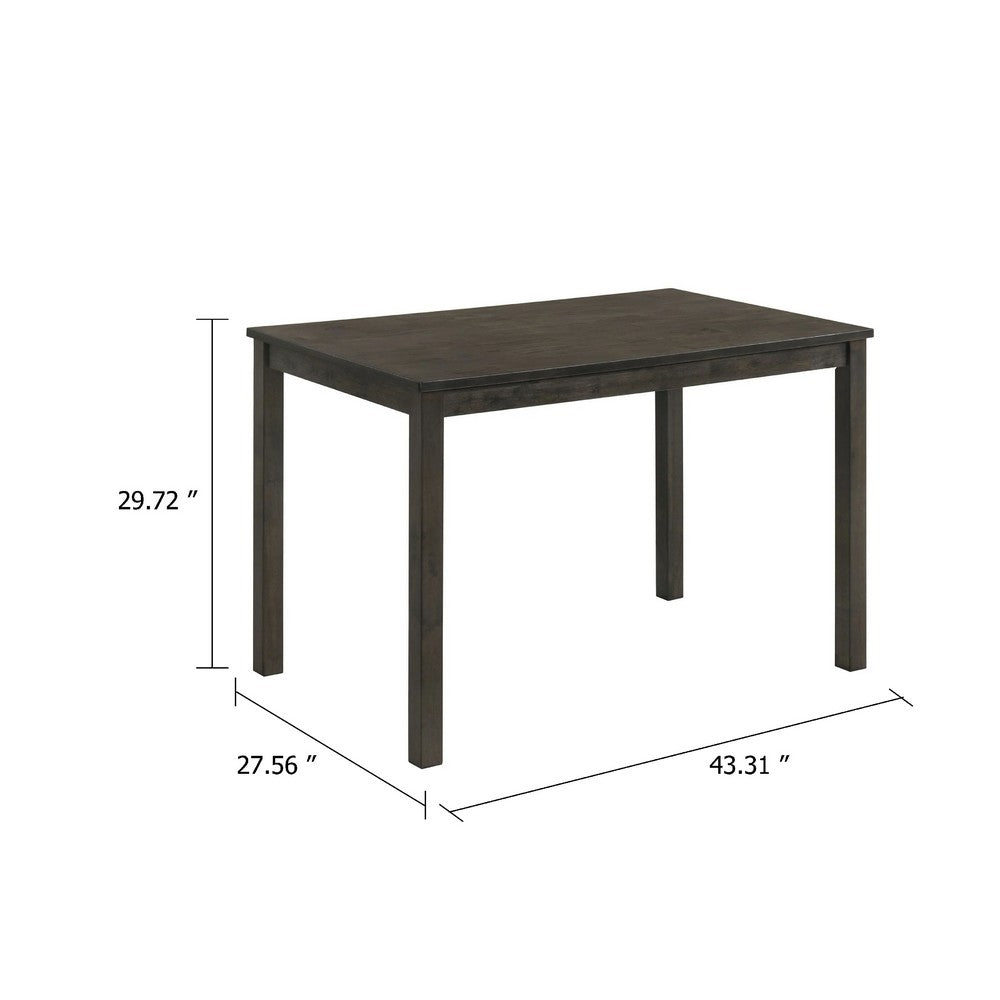 Benjara Muly Dining Table, 43 Inch Rectangular Top, Gray-Brown Wood Legs