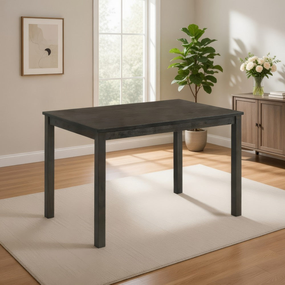 Benjara Muly Dining Table, 43 Inch Rectangular Top, Gray-Brown Wood Legs